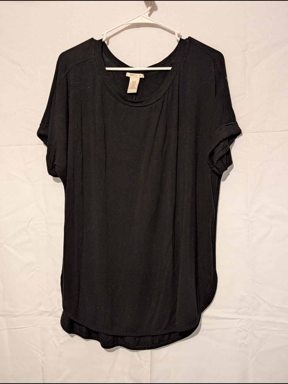 Matty M Black Rolled-Sleeve Short-Sleeve Tee
